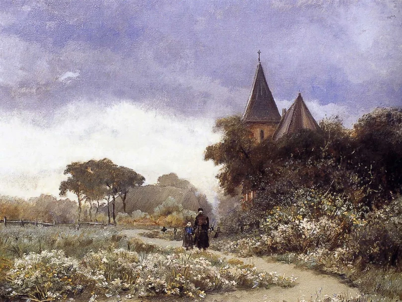 1850-Geesje Mesdag-van Calcar - Veduta di Vries con la chiesa di Bonifacio